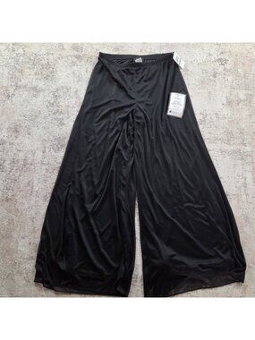 MSK Wide Leg Mesh Overlay Pants Women Large Black Dressy Flowy Trousers Tags
